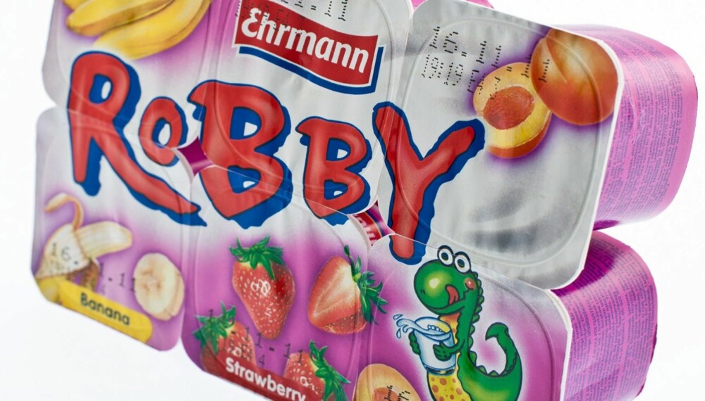 SIXPACK: Robby-yoghurtene fra Ehrmann byr også på mange søte fruktsmaker.