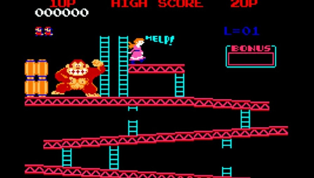 JUMPMAN: Mario debuterte i Donkey Kong fra 1981. Her het han imidlertid Jumpman.