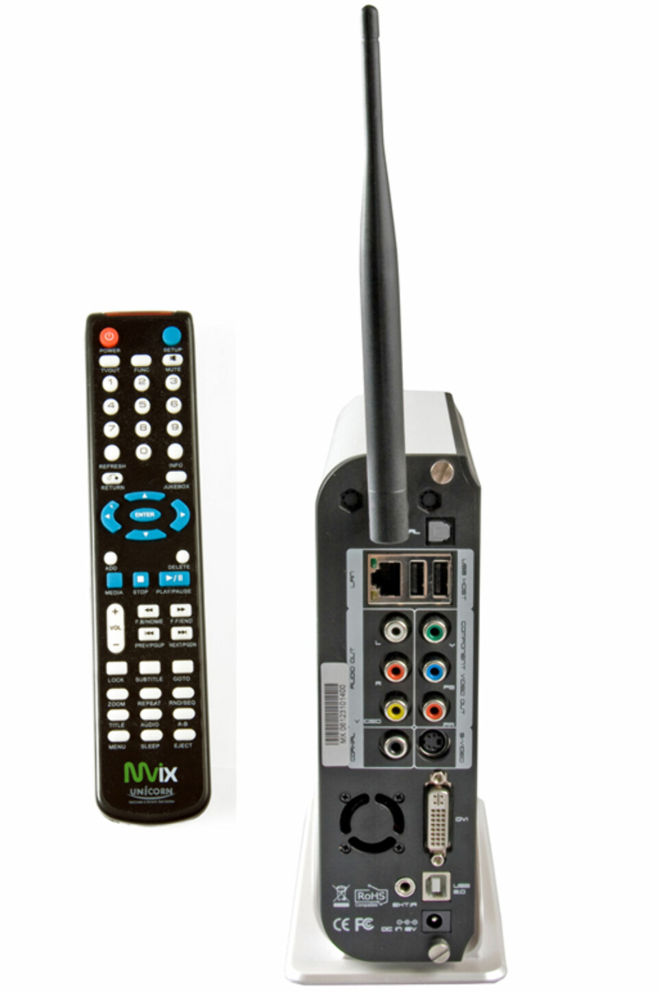 IKKE HDMI: Mvix Mediacenter har DVI-utgang i stedet for HDMI, men leveres med overgang.