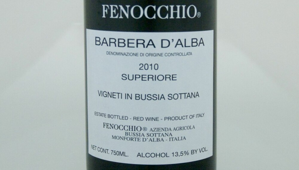 PASSER TIL RIBBE: Fenocchio Barbera d'Alba Superiore 2010.