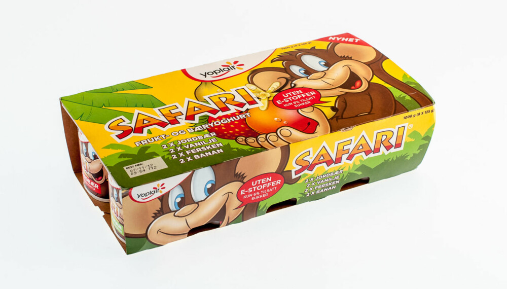 TEST AV BARNEYOGHURT: Yoplait Safari frukt- og bæryoghurt.