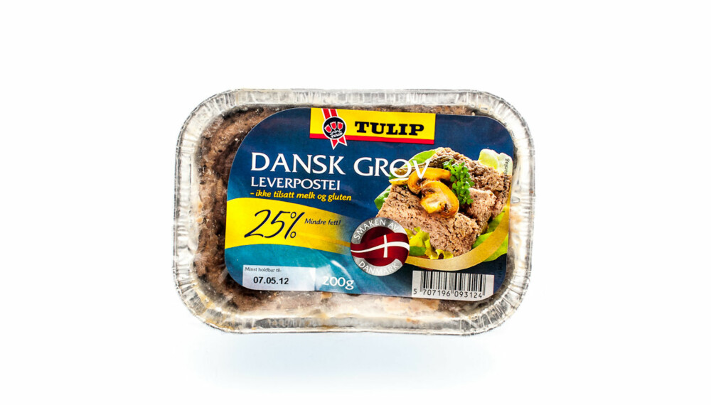 TEST AV LEVERPOSTEI: Tulip Dansk grov leverpostei - 25 % mindre fett TEST AV LEVERPOSTEI: Tulip Dansk grov leverpostei - 25 % mindre fett