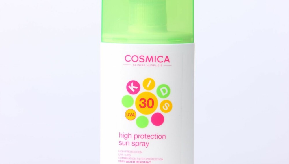 TEST AV SOLKREM: Cosmica Kids sun spray, faktor 30