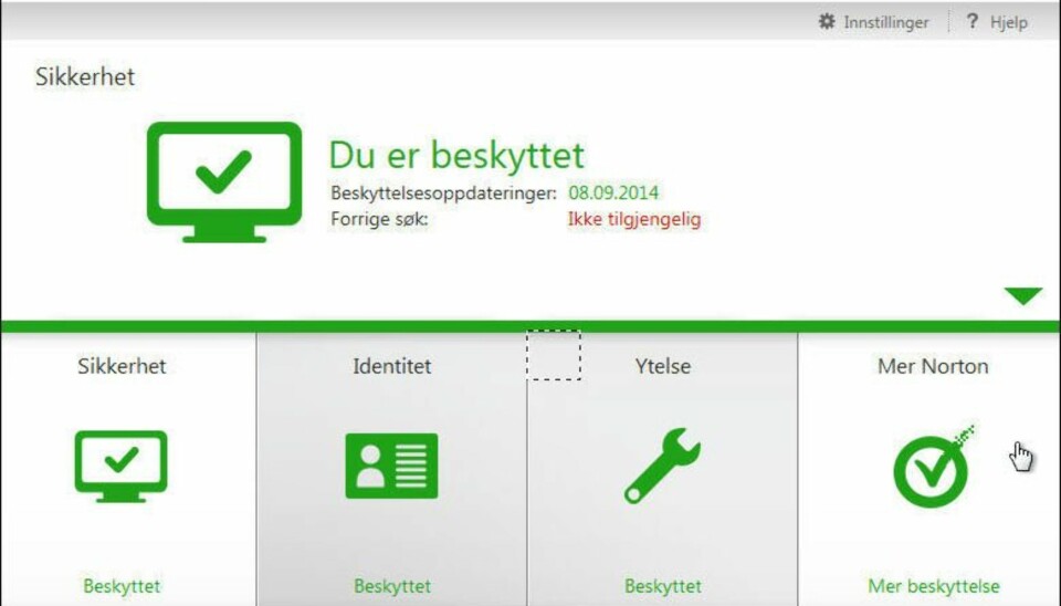 IKKE GRATIS: Norton Security er ikke gratis, men siden mange får det med når de kjøper ny PC har vi likevel valgt å teste programmet.