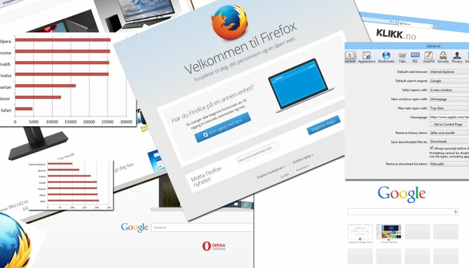TEST AV NETTLESERE: Vi har testet syv nettlesere. Google Chrome og Firefox er de to som kjemper om å være best akkurat nå.