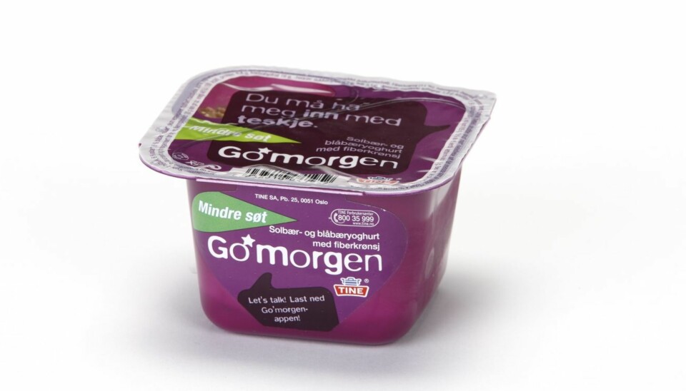 TINE GO'MORGEN SOLBÆR- OG BLÅBÆRYOGHURT MED FIBERKRØNSJ