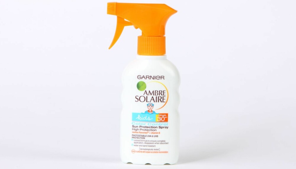TEST AV SOLKREM FOR BARN: Garnier Ambre Solaire kids color control sun protection spray. TEST AV SOLKREM FOR BARN: Garnier Ambre Solaire kids color control sun protection spray.