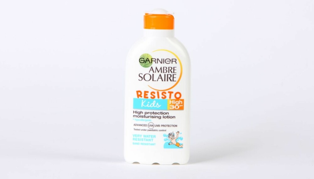 TEST AV SOLKREM FOR BARN: Garnier Ambre Solaire resisto kids high protection lotion.