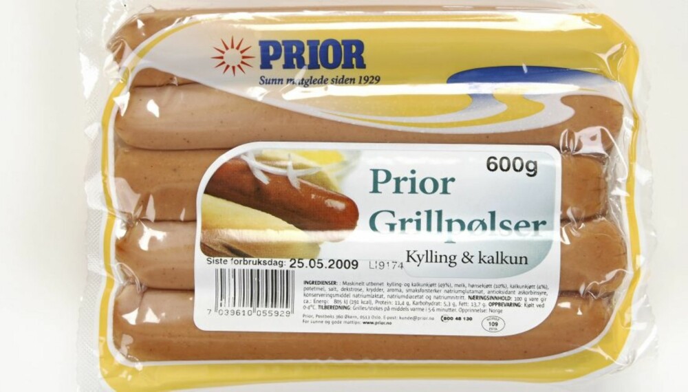 LITE PROTEINER: Prior Grillpølser Kylling & kalkun.