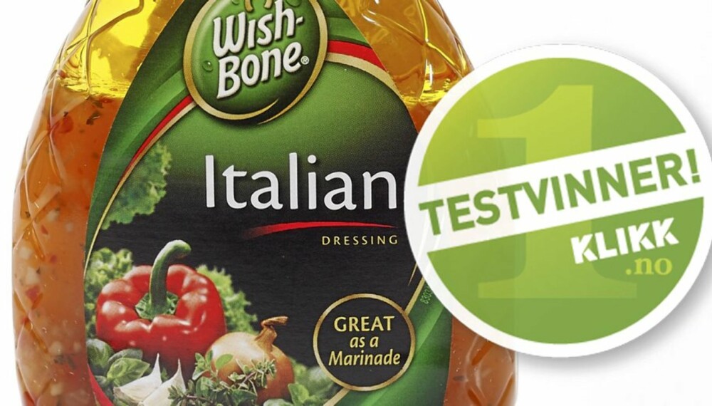 TESTVINNER: Wish-Bone scorer høyest i vår sunnhetstest av vanlige dressinger (ikke lettprodukter). TESTVINNER: Wish-Bone scorer høyest i vår sunnhetstest av vanlige dressinger (ikke lettprodukter).