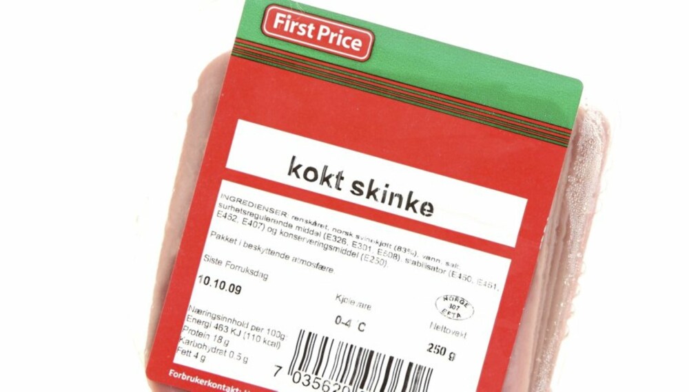 NOE SEIG: Den kokte skinken fra First Price er noe seig på smak.