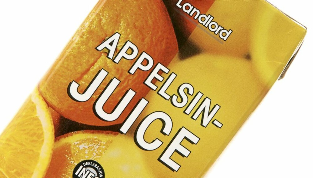 SØT: Appelsinjuicen fra Landlord er kunstig og søt på smak.