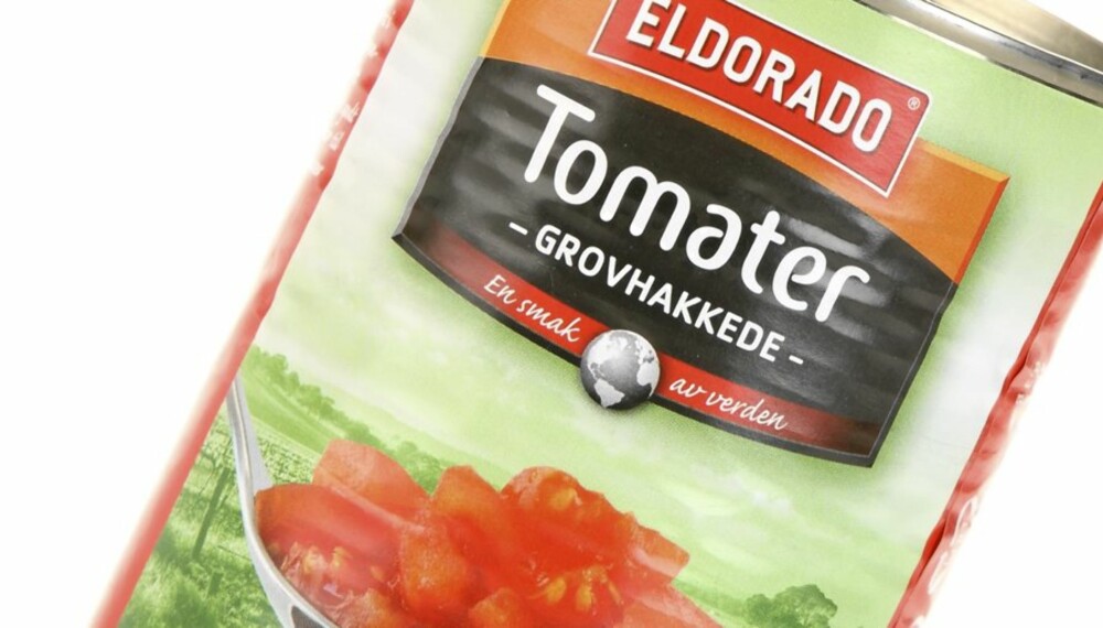 BITTER: Ikke mye tomatsmak på disse hakkede tomatene fra Eldorado.