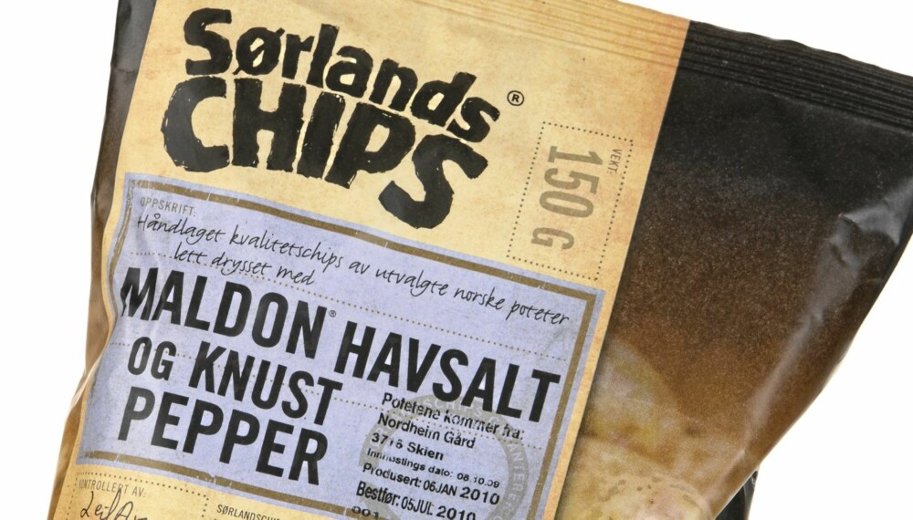 GOD KONSISTENS: Sørlandschips maldon havsalt og knust pepper er en chips med tykk og god konsistens.