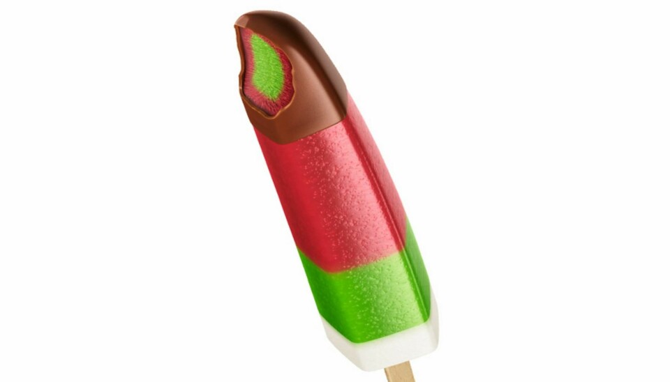 Vinneren av årets is-test. Det var ingenting å utsette på denne nyheten som er en blanding av saft-og vaniljeis.