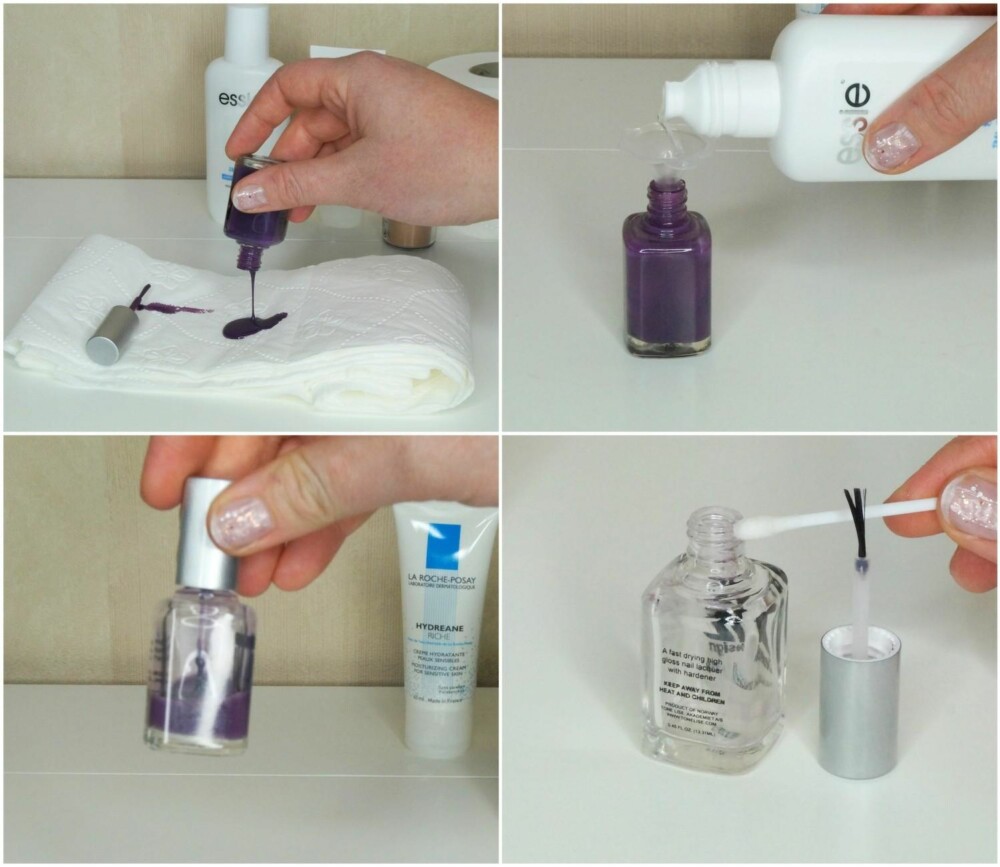 FREMGANGSMÅTE: Rens neglelakkbeholderen godt, og pass på at flasken er fri for både neglelakk og neglelakkfjerner før den brukes.