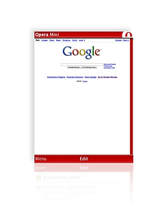 GOOGLE: Google på mobilen er nyttig. Her vises Google nettside via nettleseren Opera Mini.