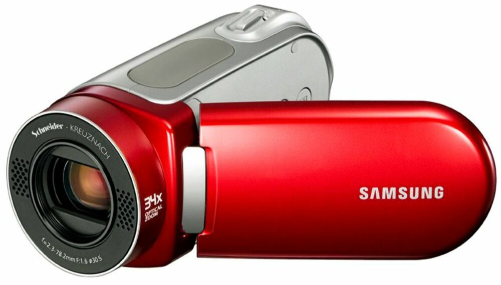 FARGER: Samsung HMX20C finnes i flere farger, blant annet rødt, hvit og sort.