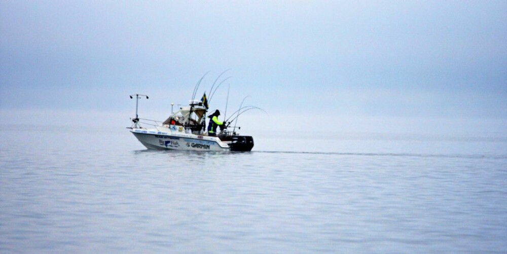 POPULÆRT: Trollingfiske på Vänern blir bare mer og mer populært, her en typisk trollingbåt.