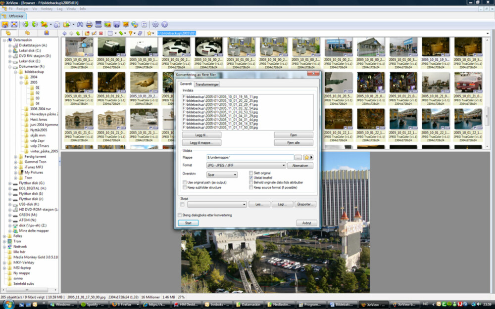 KONVERTERING: XnView fungerer veldig bra til å gjøre diverse konverteringsjobber på store mengder bilder samtidig. Det kan også gjøre en rekke enkle redigeringsjobber på mange bilder samtidig.