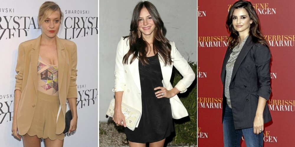 POPULÆR: Kjendisene kler seg ofte i blazer, både til bukser, shorts, skjørt og kjoler. Her er Chlöe Sevigny, Katherine McPhee og Penélope Cruz. POPULÆR: Kjendisene kler seg ofte i blazer, både til bukser, shorts, skjørt og kjoler. Her er Chlöe Sevigny, Katherine McPhee og Penélope Cruz.