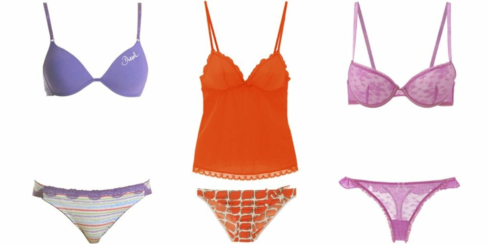 FRA VENSTRE: Sett fra Diesel (kr 299 fro bh og kr 199 for truse), sett fra Princess Tam Tam (kr 545 for singlet og kr 395 for truse), sett fra Lindex (kr 89 for bh og kr 69 for truse). FRA VENSTRE: Sett fra Diesel (kr 299 fro bh og kr 199 for truse), sett fra Princess Tam Tam (kr 545 for singlet og kr 395 for truse), sett fra Lindex (kr 89 for bh og kr 69 for truse).