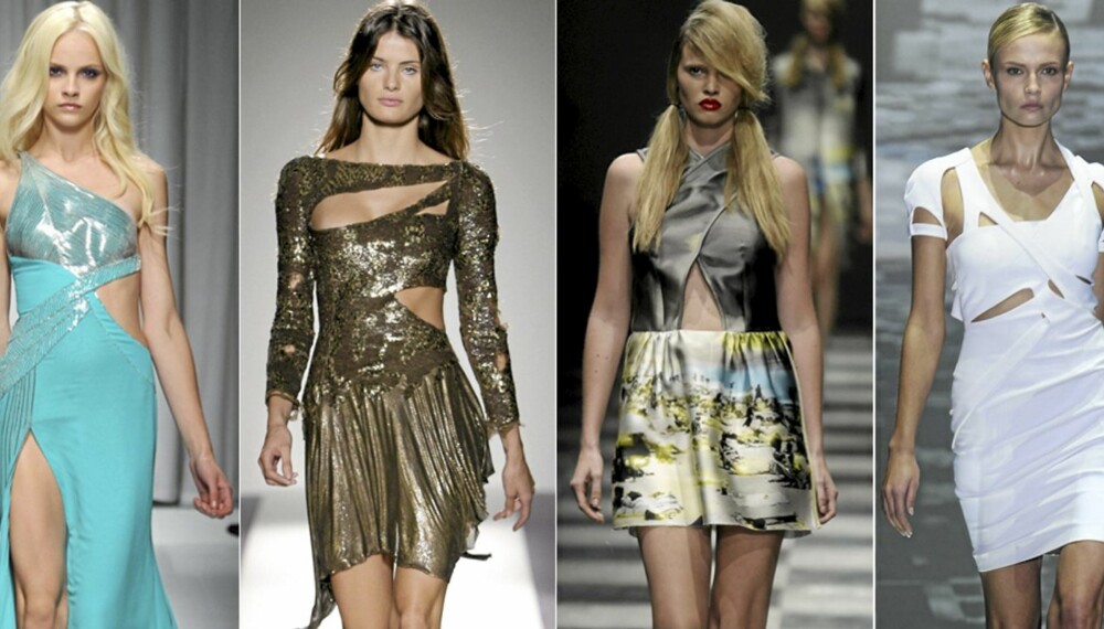 PÅ CATWALKEN: Versace, Balmain, Prada og Gucci viste alle frem klær med hullmønster på catwalken. PÅ CATWALKEN: Versace, Balmain, Prada og Gucci viste alle frem klær med hullmønster på catwalken.