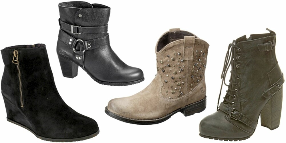 FRA VENSTRE: Kmb (kr 1198), Björg Borg (1295), Bullboxer (kr 995), Topshop (kr 1215). FRA VENSTRE: Kmb (kr 1198), Björg Borg (1295), Bullboxer (kr 995), Topshop (kr 1215).