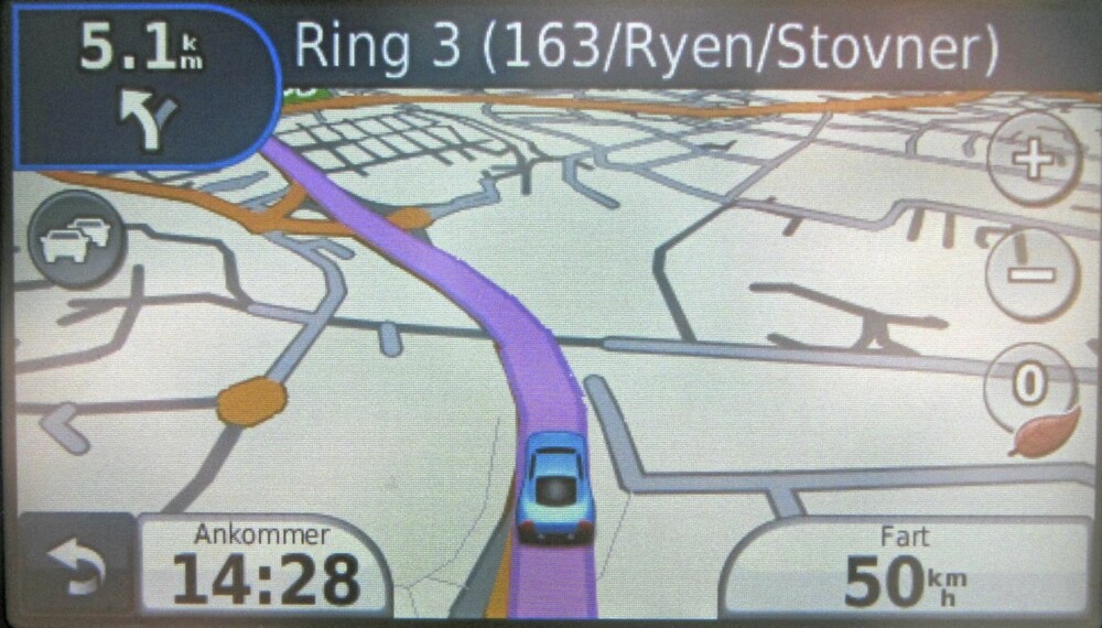 RYDDIG: Garmin har fin presentasjon og moderat informasjonsmengde i kartbildet.
