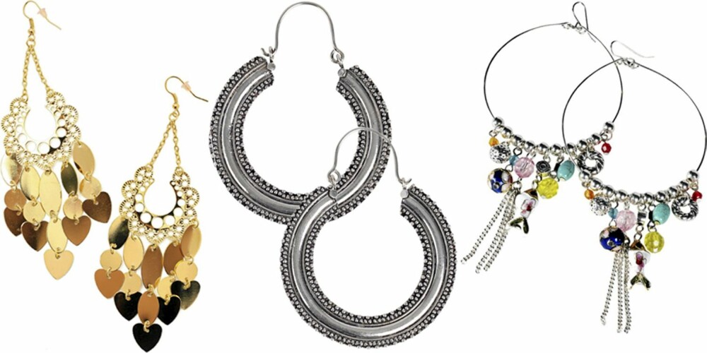 FRA VENSTRE: Nelly Accessories (kr 59), Indiska (kr 149), Ellos (kr 79,50). FRA VENSTRE: Nelly Accessories (kr 59), Indiska (kr 149), Ellos (kr 79,50).
