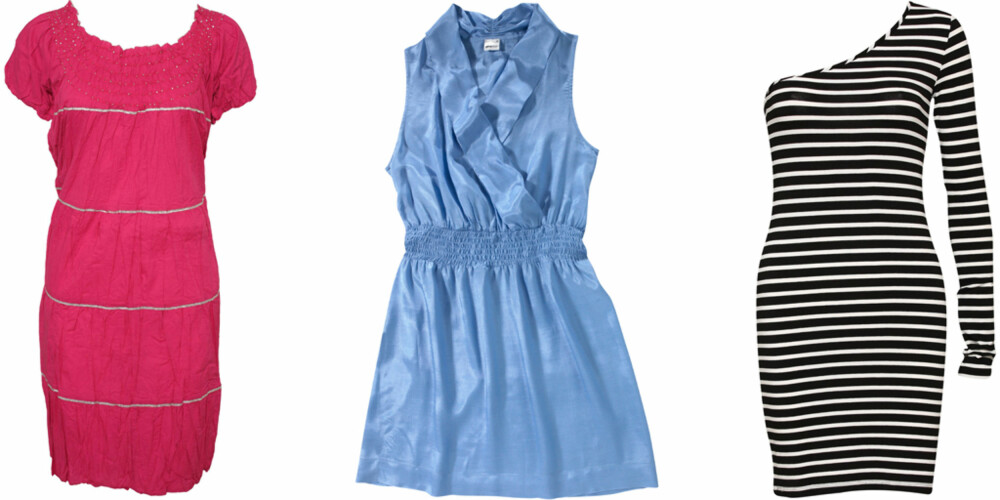 FRA VENSTRE: Day Birge et Mikkelsen (kr 999), Gina Tricot (kr 249), Gestuz (kr 499). FRA VENSTRE: Day Birge et Mikkelsen (kr 999), Gina Tricot (kr 249), Gestuz (kr 499).