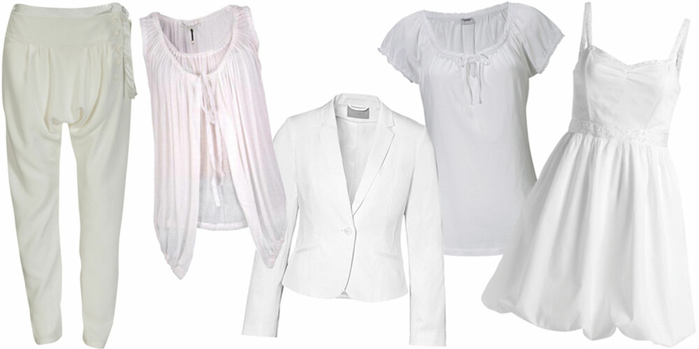 FRA VENSTRE: Haremsbukse fra Roxy (kr 999), vest fra Twenty8Twelve (kr 1150), blazer fra H&M (kr 399), topp fra Esprit (kr 199), kjole fra Ellos (kr 399). FRA VENSTRE: Haremsbukse fra Roxy (kr 999), vest fra Twenty8Twelve (kr 1150), blazer fra H&M (kr 399), topp fra Esprit (kr 199), kjole fra Ellos (kr 399).