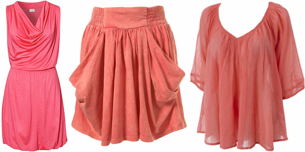 FRA VENSTRE: Kjole fra H&M (kr 199), skjørt fra Topshop (kr 239), topp fra Gina Tricot (kr 199).