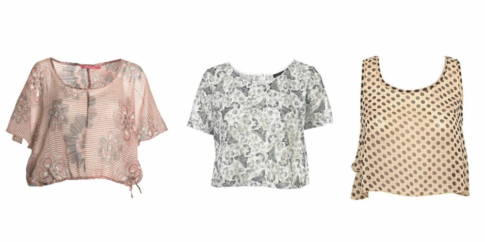 FRA VENSTRE: Indiska (kr 199), Topshop (kr 237), Paprika (kr 229). FRA VENSTRE: Indiska (kr 199), Topshop (kr 237), Paprika (kr 229).