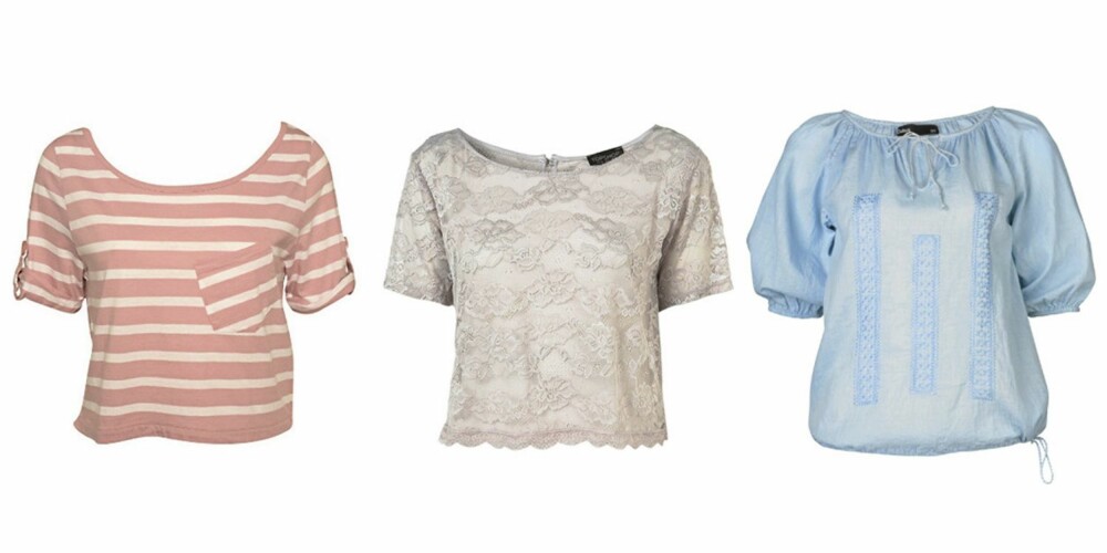 FRA VENSTRE: Object (kr 159), Topshop (kr 208), Cubus (kr 299). FRA VENSTRE: Object (kr 159), Topshop (kr 208), Cubus (kr 299).
