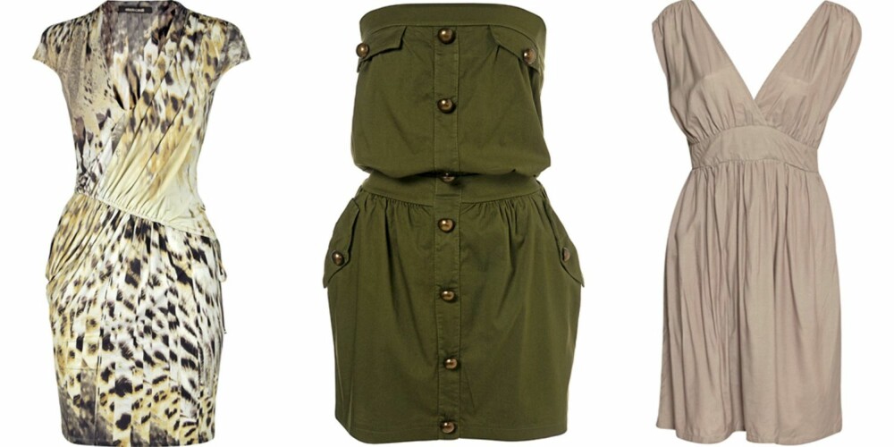 FRA VENSTRE: Roberto Cavalli (kr 7800), Topshop (kr 310), Only (kr 199). FRA VENSTRE: Roberto Cavalli (kr 7800), Topshop (kr 310), Only (kr 199).