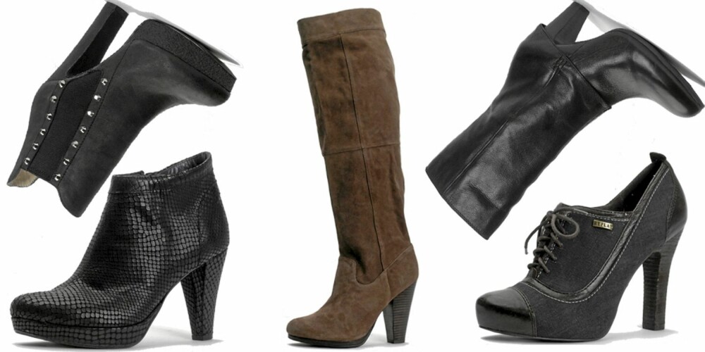 FRA VENSTRE: Michael Kors (kr 2600), Sand (kr 1899), H(M (kr 999), Clarks (kr 1999), Replay (kr 1199).