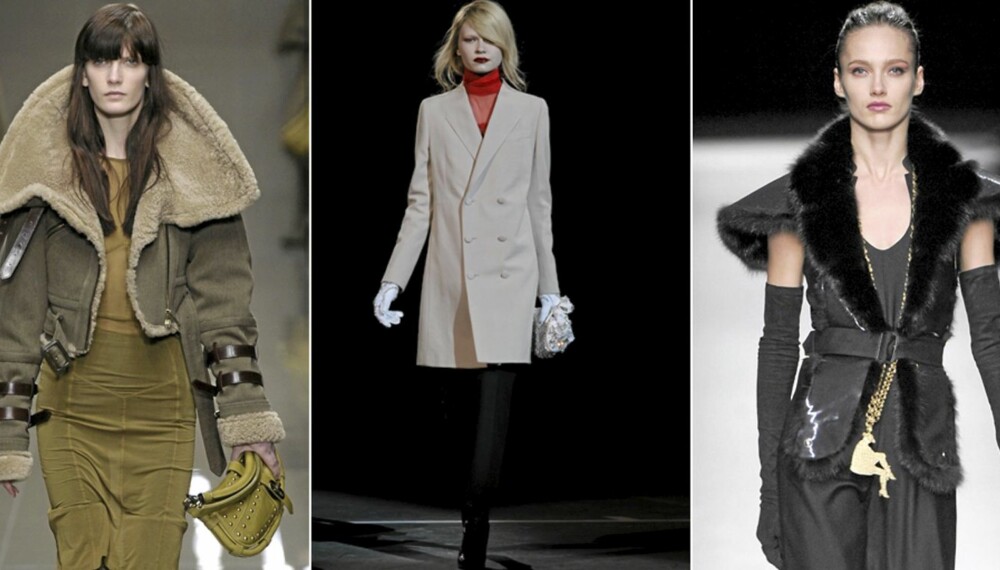 HØSTFAVORITTER: Fôret pilotskinnjakke fra Burberry Prorsum, raffinert minimalisme hos Givenchy og lange smykker hos YSL. HØSTFAVORITTER: Fôret pilotskinnjakke fra Burberry Prorsum, raffinert minimalisme hos Givenchy og lange smykker hos YSL.