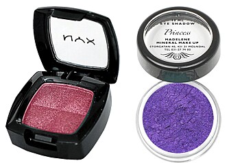 FRA VENSTRE: Nyx Eyeshadow (kr 89), Mayana Corigan Eyeshadow (kr 125).