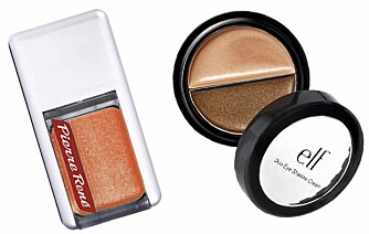 FRA VENSTRE: Pierre Rene (kr 39), Elf Duo Eye Shadow Cream (kr 16).