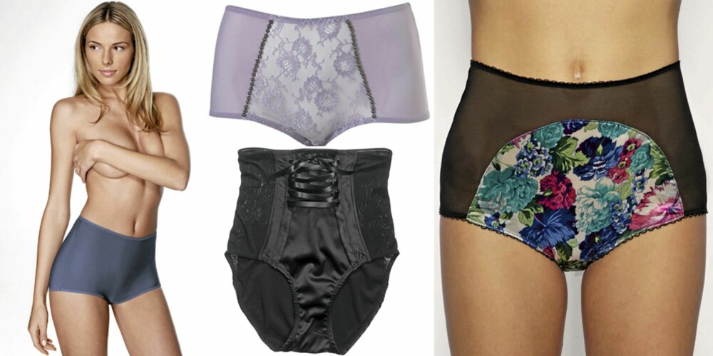 FRA VENSTRE: Triumph (kr 99), Topshop (kr 95), Lindex (kr 149), Asos (kr 115).