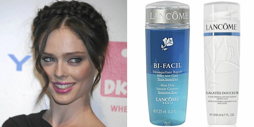 COCO ROCHA: Elsker renseproduktene til Lancôme. Lancôme Bi-Facil Eye Makeup Remover (kr 265), Lancôme Galatèis Cleansing Fluid (kr 235).