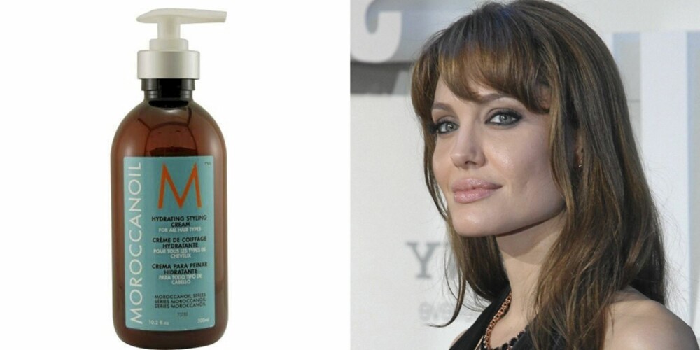 ANGELINA JOLIE: Har lagt sin elsk på hårproduktene fra Marocconaoil. Marrocanoil Hydrating Styling Cream (kr 230).