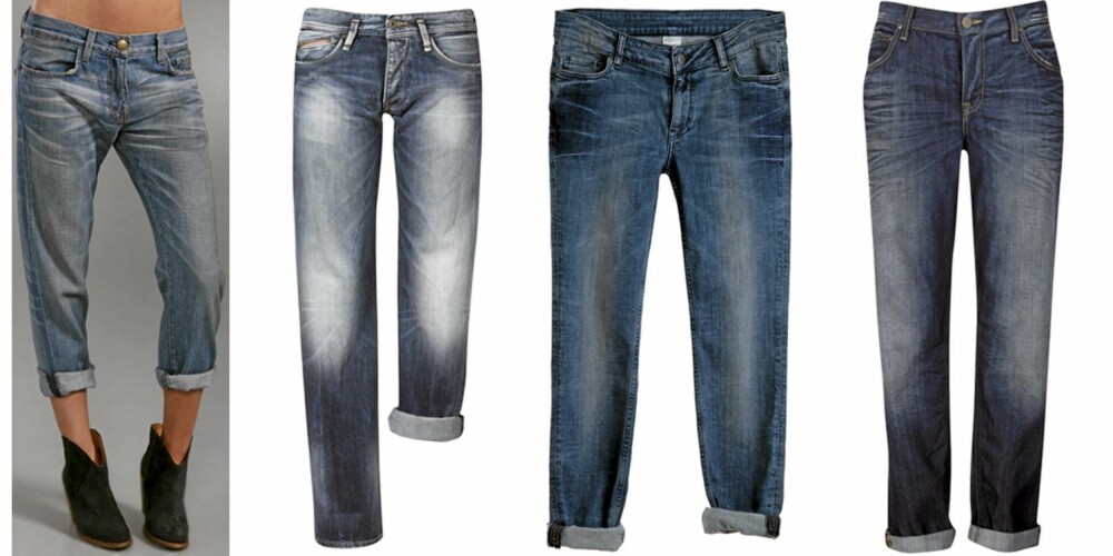 FRA VENSTRE: Curretn/Elliott (kr 1189), Pepe Jeans (kr 1199), Monki (kr 400), Lee (kr 899).