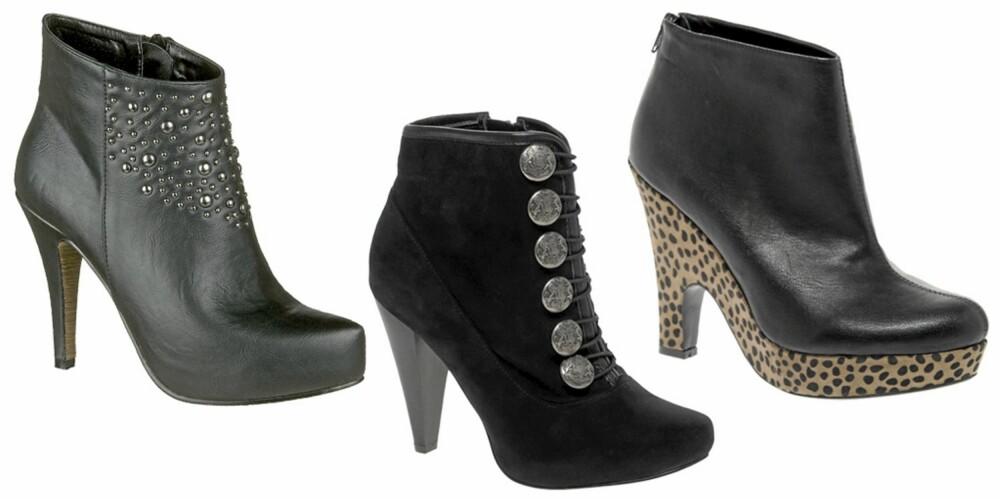 FRA VENSTRE: Skopunkten (kr 349), Head Over Heels (kr 603), Asos (kr 463). FRA VENSTRE: Skopunkten (kr 349), Head Over Heels (kr 603), Asos (kr 463).