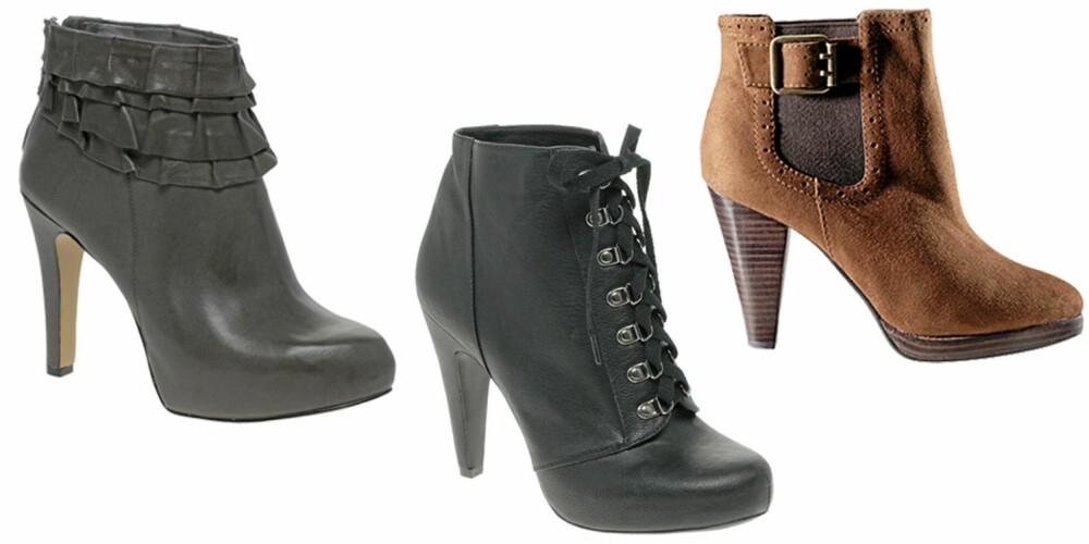 FRA VENSTRE: Nine West (kr 1344), Asos (kr 463), HogM (kr 349).