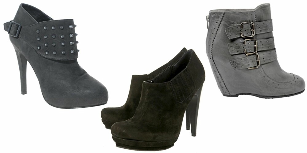 FRA VENSTRE: Ash (kr 1539), Topshop (kr 723), Bianco (kr 1300).