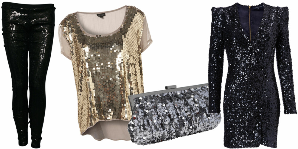 FRA VENSTRE: Tights fra Only (kr 359), topp fra Topshop (kr 355), veske fra Accessorize (kr 285), kjole fra French Connection (kr 1489). FRA VENSTRE: Tights fra Only (kr 359), topp fra Topshop (kr 355), veske fra Accessorize (kr 285), kjole fra French Connection (kr 1489).