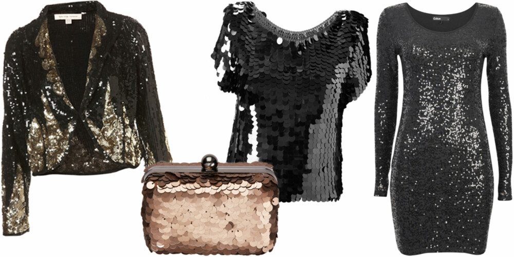 FRA VENSTRE: Topshop (kr 1675), veske fra Next (kr 209), topp fra French Connection (kr 839), kjole fra Cubus (kr 299). FRA VENSTRE: Topshop (kr 1675), veske fra Next (kr 209), topp fra French Connection (kr 839), kjole fra Cubus (kr 299).