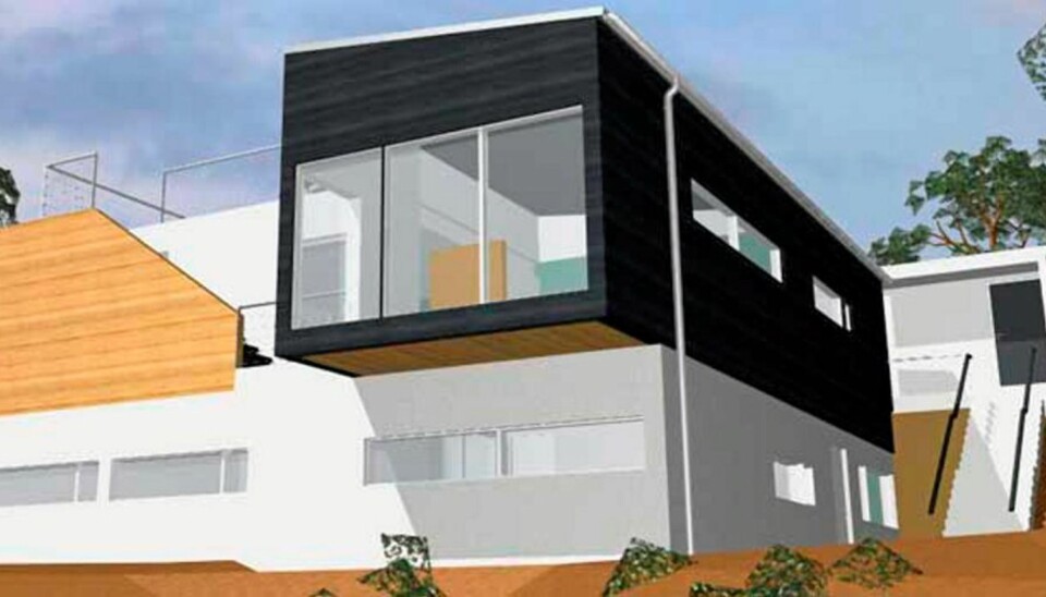 DRØMMEHUSET: Fra et eget elektronikkrom i 2. etasje skal det digitale drømmehuset styres fra kjeller til loft. (Modell: Meter arkitektur as.)